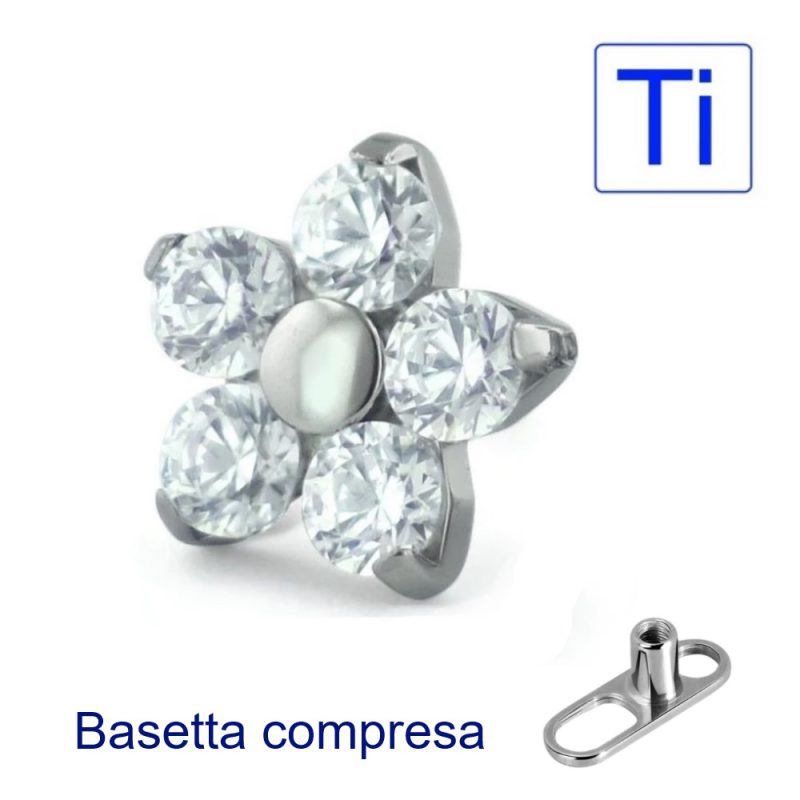 Gioiello Dermal Fiore Titanio completo di basetta