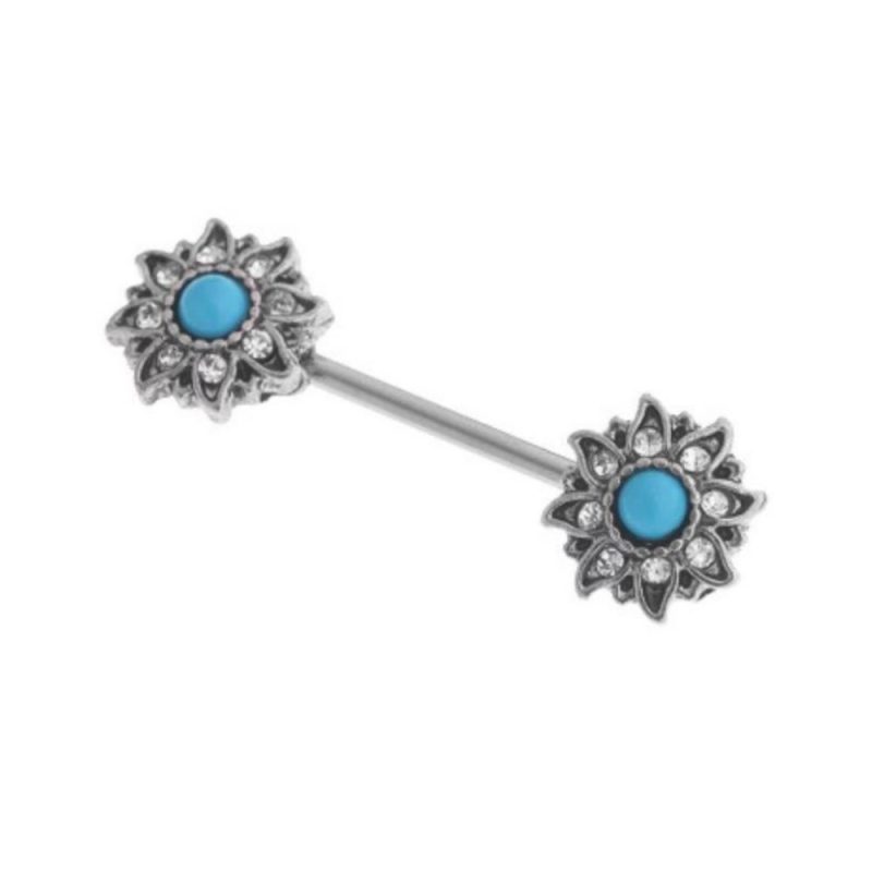 Gioiello Nipple a fiori e pietre Turchesi