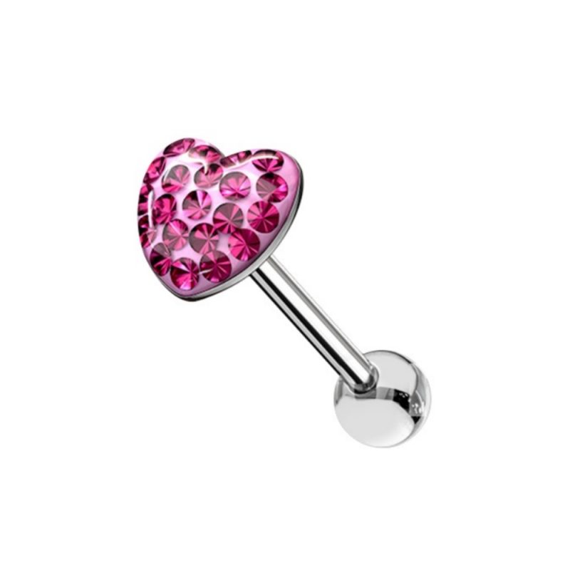 Barbell per Lingua con Cuore a cristalli
