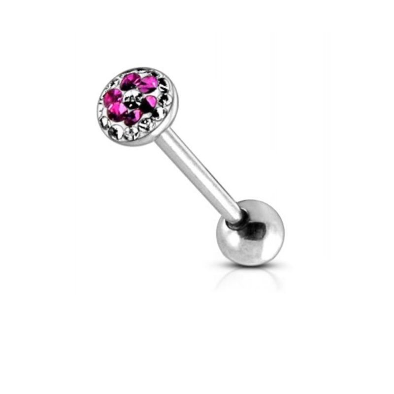 Barbell per Lingua con cristalli due colori