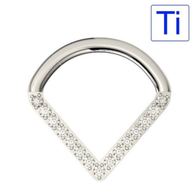 Septum clicker Triangolo V-shape con Brillantini in Titanio