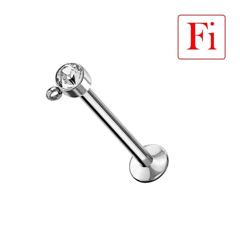 Labret FILETTATURA INTERNA con Brillantino & fissaggio per Catenella