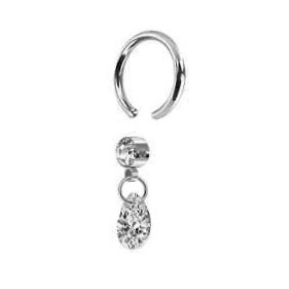 Anella Chiusa con brillantino FLAT e pendente a GOCCIA- BCR ring - immagine 4