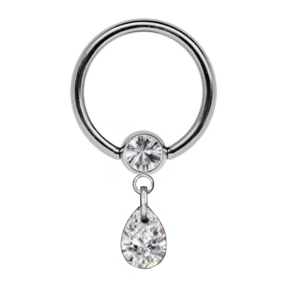 Anella Chiusa con brillantino FLAT e pendente a GOCCIA- BCR ring