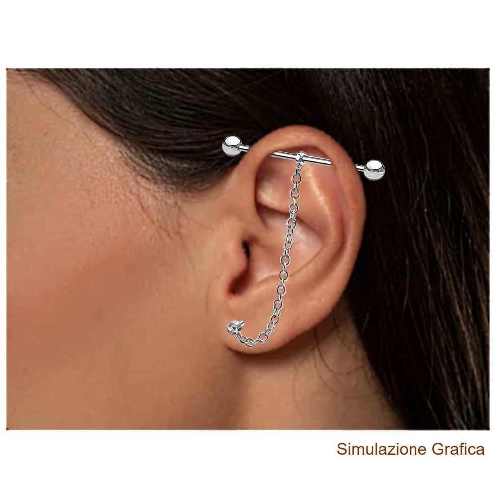 Labret FILETTATURA INTERNA & accessorio fissaggio per Catenella - immagine 7