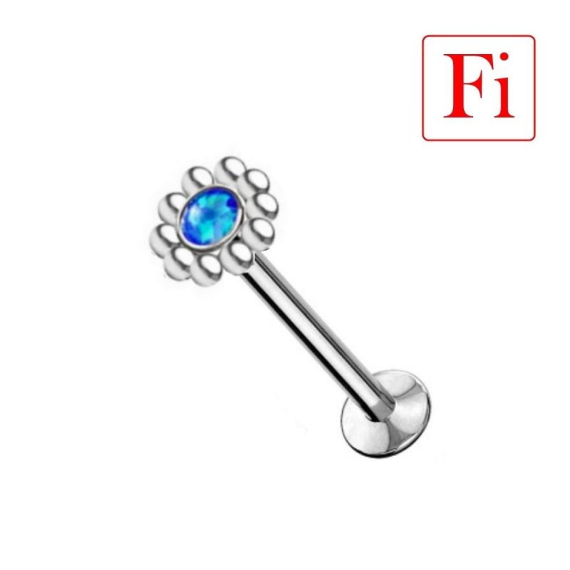 Labret FILETTATURA INTERNA con Corona microsfere e Centrale in Opale