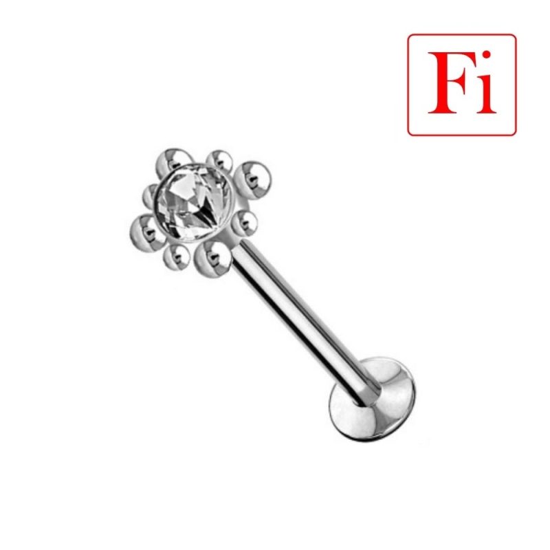 Labret FILETTATURA INTERNA con Corona microsfere e Centrale in Cristallo
