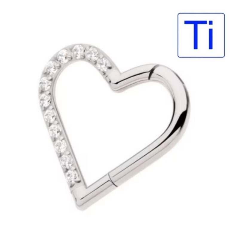 Gioiello per cartilagine a Cuore _ Lato destro in Titanio
