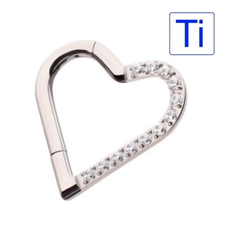 Gioiello per cartilagine a Cuore _ Lato sinistro in Titanio