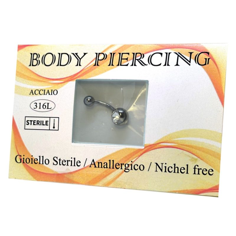 Gioiello STERILE -- BANANABELL 1 cristallo -- ACCIAIO
