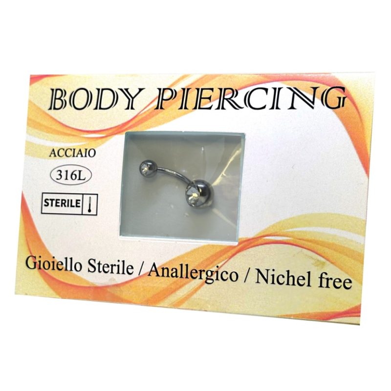 Gioiello STERILE -- BANANABELL 2 cristalli -- ACCIAIO