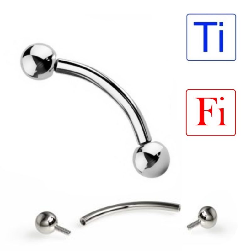 Barretta Curva serie Titanio con Filettatura interna