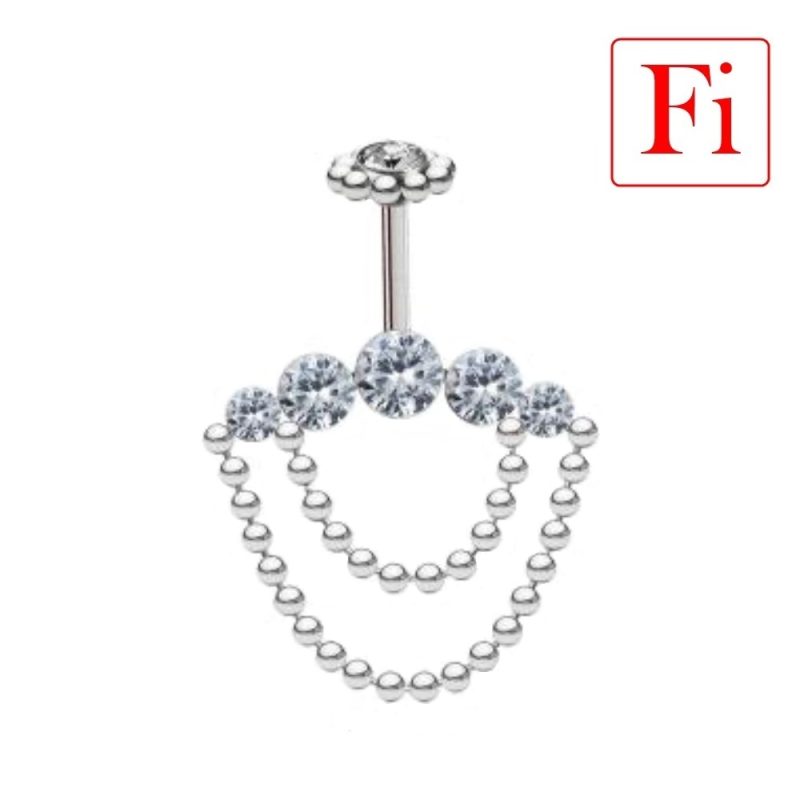 Gioiello Vertical Helix con 5 brillantini e Catenella doppia