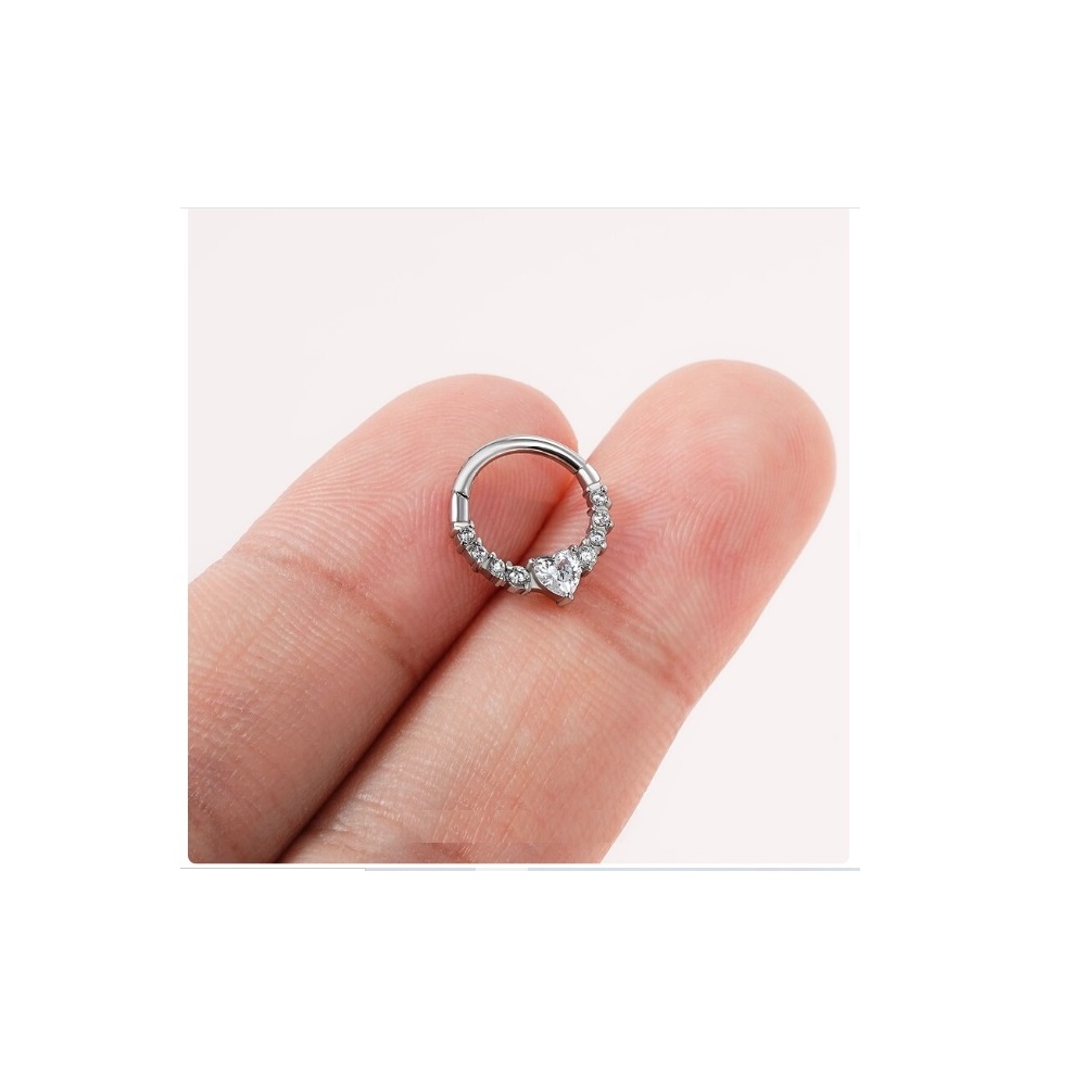 Septum clicker Cuore centrale e con corona di brillantini - immagine 3
