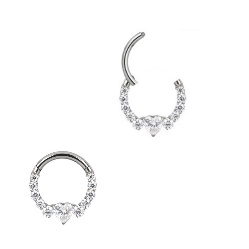 Septum clicker Cuore centrale e con corona di brillantini - immagine 2
