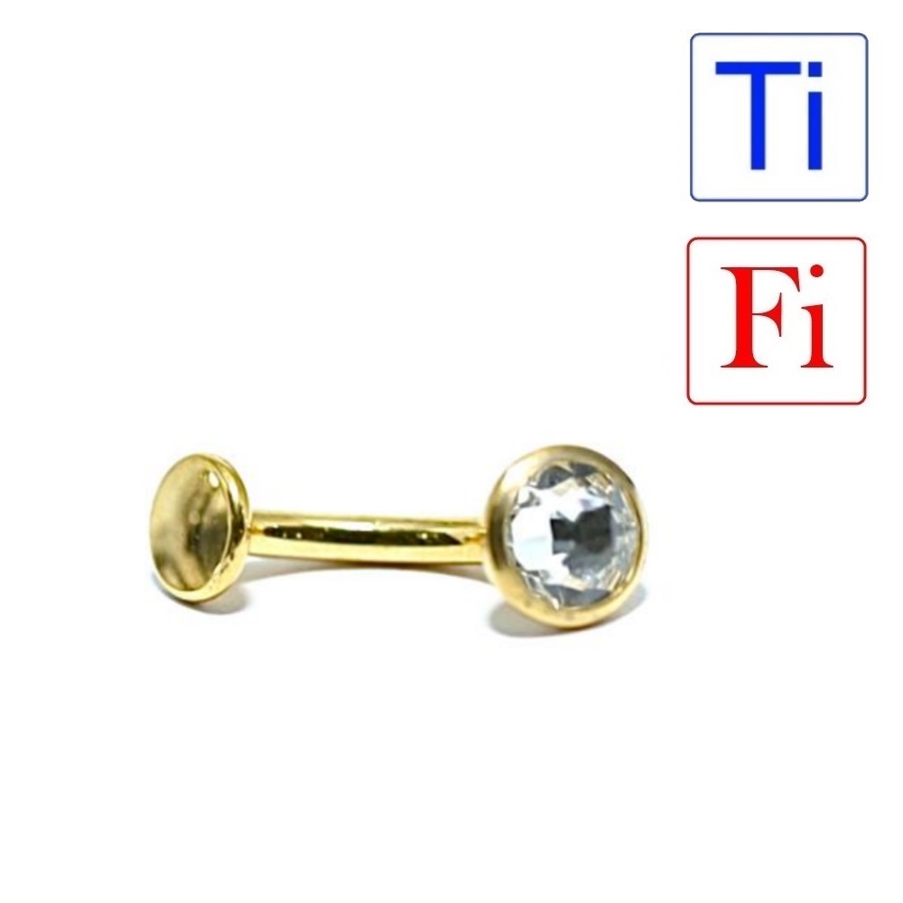 Bananabell Floating DORATO---- in Titanio 1 cristallo 6mm FILETTATURA INTERNA - immagine 3