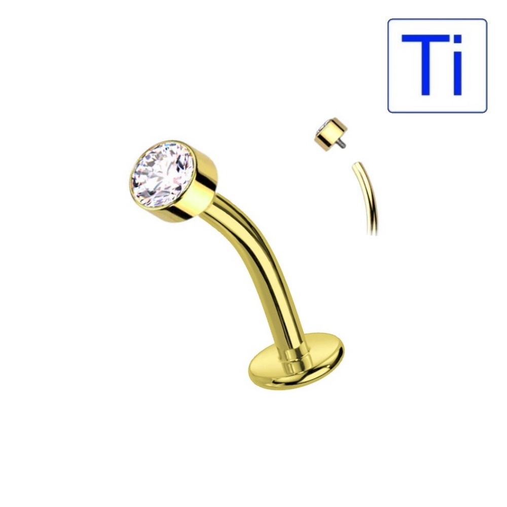 Bananabell Floating DORATO---- in Titanio 1 cristallo 6mm FILETTATURA INTERNA - immagine 2