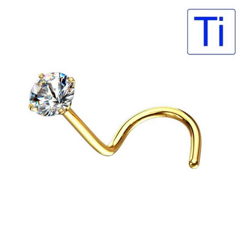 Gioiello Nose con brillantino - Titanio DORATO
